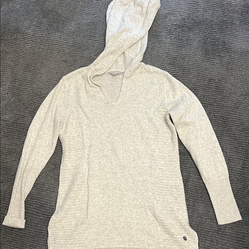 Royal Robbins Light heather Gray V-Neck Hooded Sweater